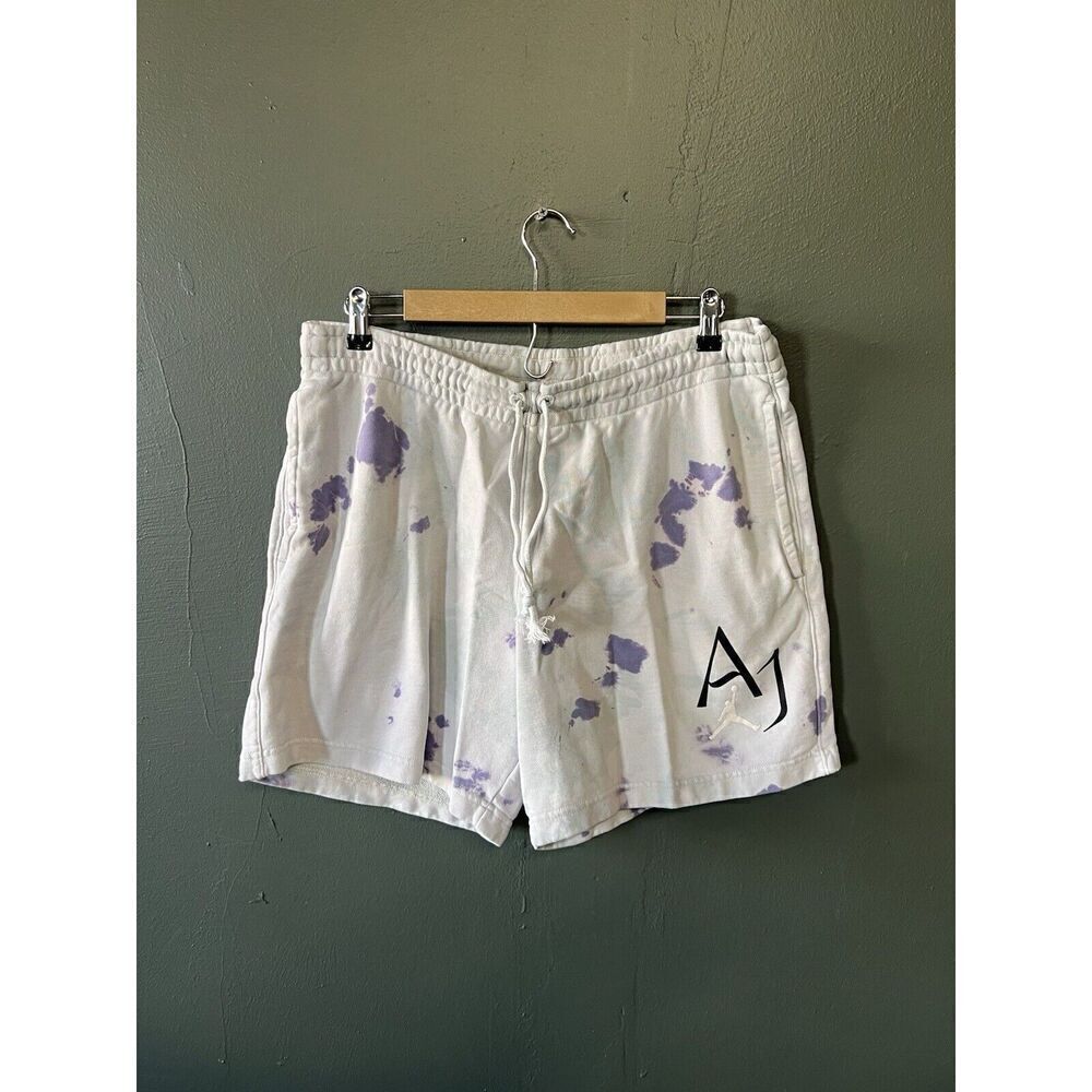 Jordan Brand Mens Gray Tie Dye Cotton Fleece Shorts Size Large